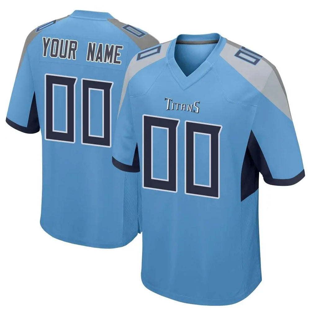 Qdoa Custom T.Titans Light Blue Home Game Any Name & Numbers Stitched Jerseys