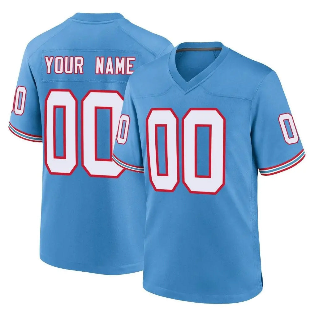 Qdoa Custom T.Titans Light Blue Oilers Throwback Home Game Any Name & Numbers Stitched Jerseys