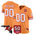 Qdoa Custom TB.Buccaneers Orange 50th Season Vapor Limited Home Game Any Name & Numbers Stitched Jerseys