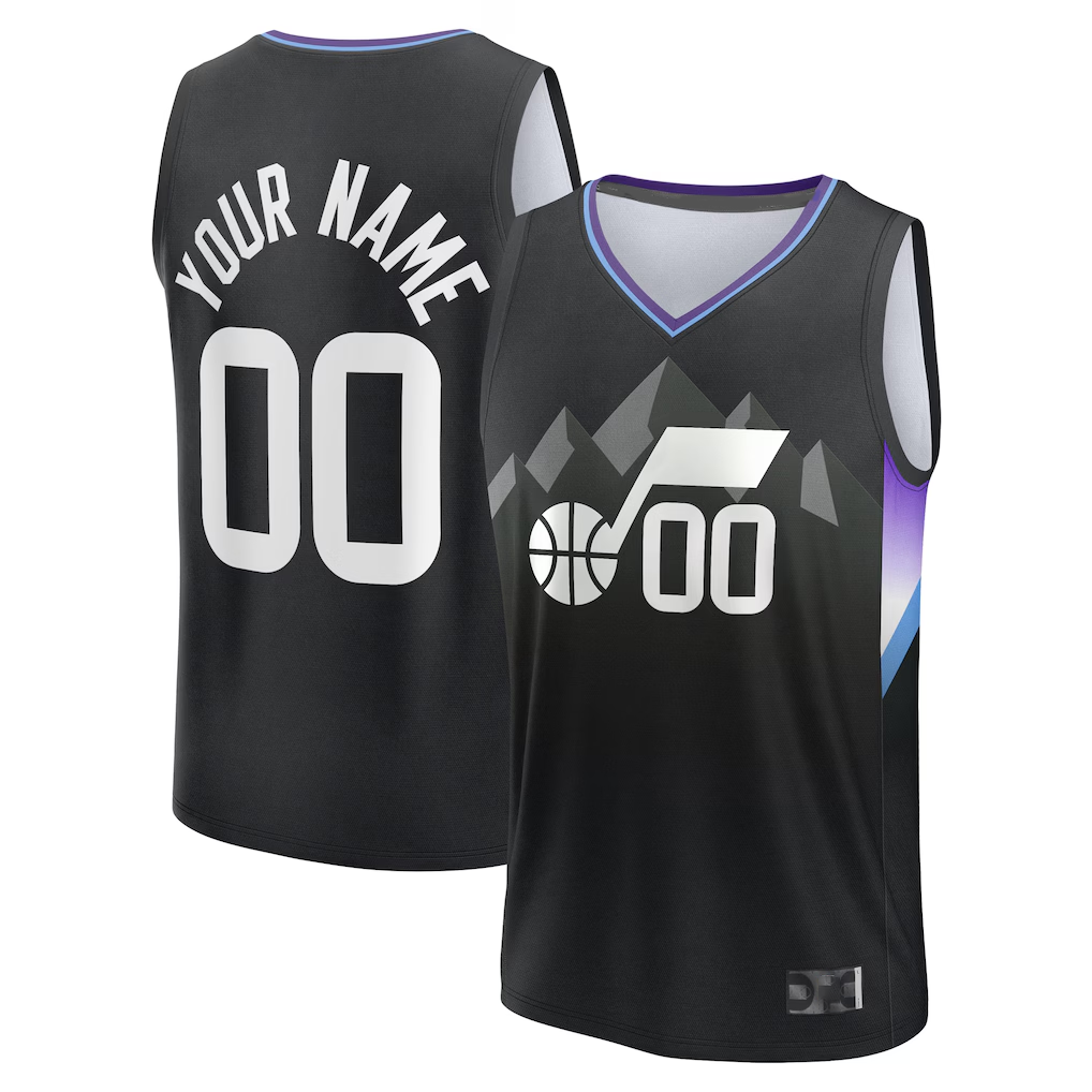 Qdoa Custom U.Jazz Fanatics Black Fast Break Jerseys - Statement Editio