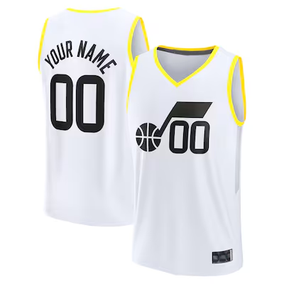 Qdoa Custom U.Jazz Fanatics White Fast Break Replica Jerseys - Association Edition -1