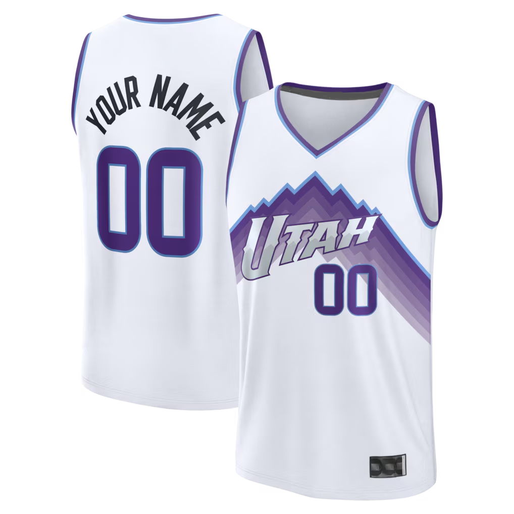 Qdoa Custom U.Jazz Fanatics White Fast Break Replica Jerseys - Association Edition