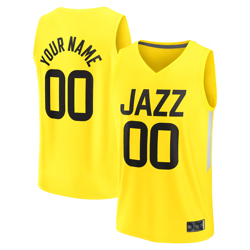 Qdoa Custom U.Jazz Fanatics Yellow Fast Break Replica Jerseys - Icon Edition