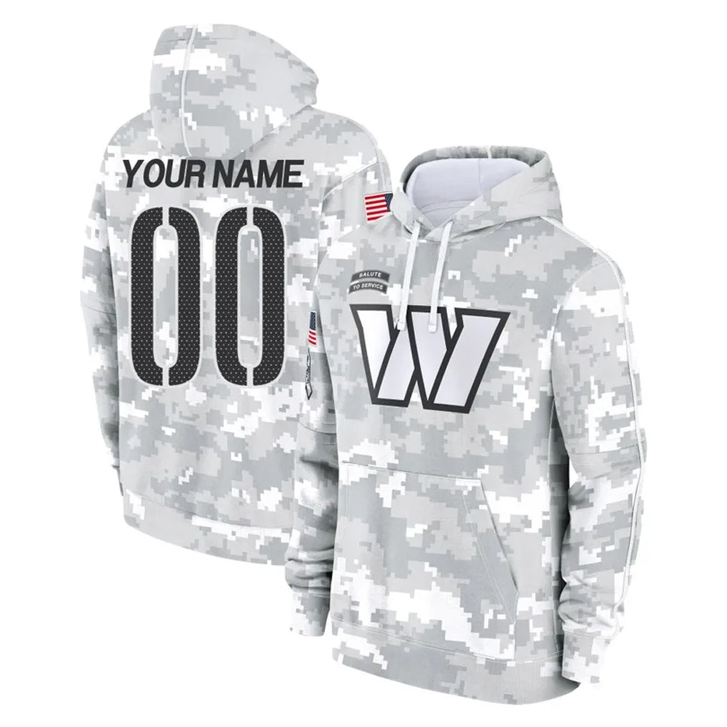 Qdoa Custom W.Commanders Arctic Camo Limited Salute to Service Pullover Hoodies Game Any Name & Numbers Stitched Jerseys