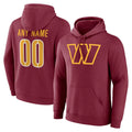 Qdoa Custom W.Commanders Burgundy LOGO Pullover Hoodies Game Any Name & Numbers Stitched Jerseys