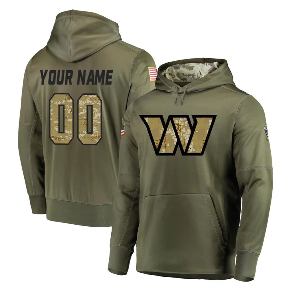 Qdoa Custom W.Commanders Olive Salute to Service Pullover Hoodie Limited Home Game Any Name & Numbers Stitched Jerseys