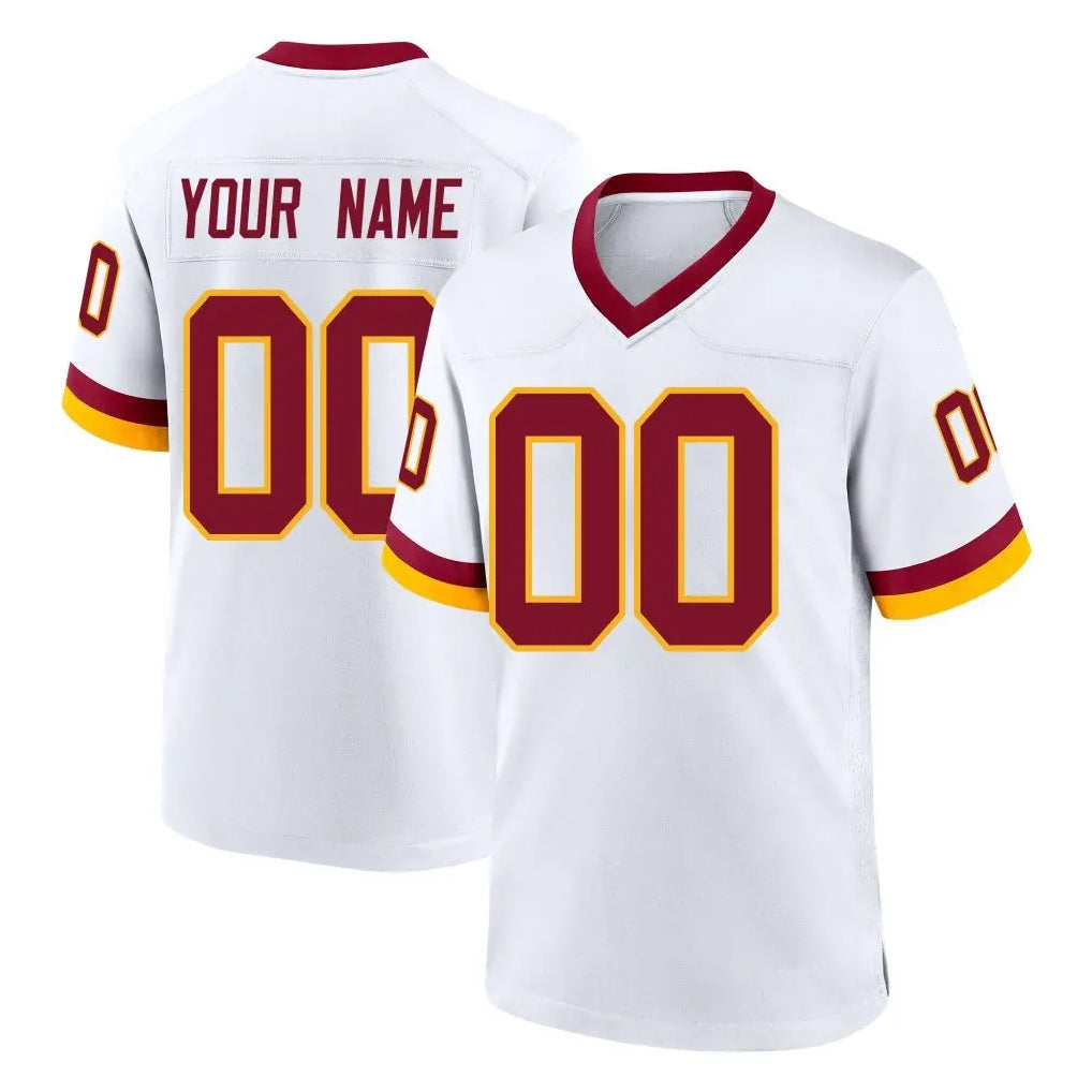 Qdoa Custom W.Commanders White Home Game Any Name & Numbers Stitched Jerseys