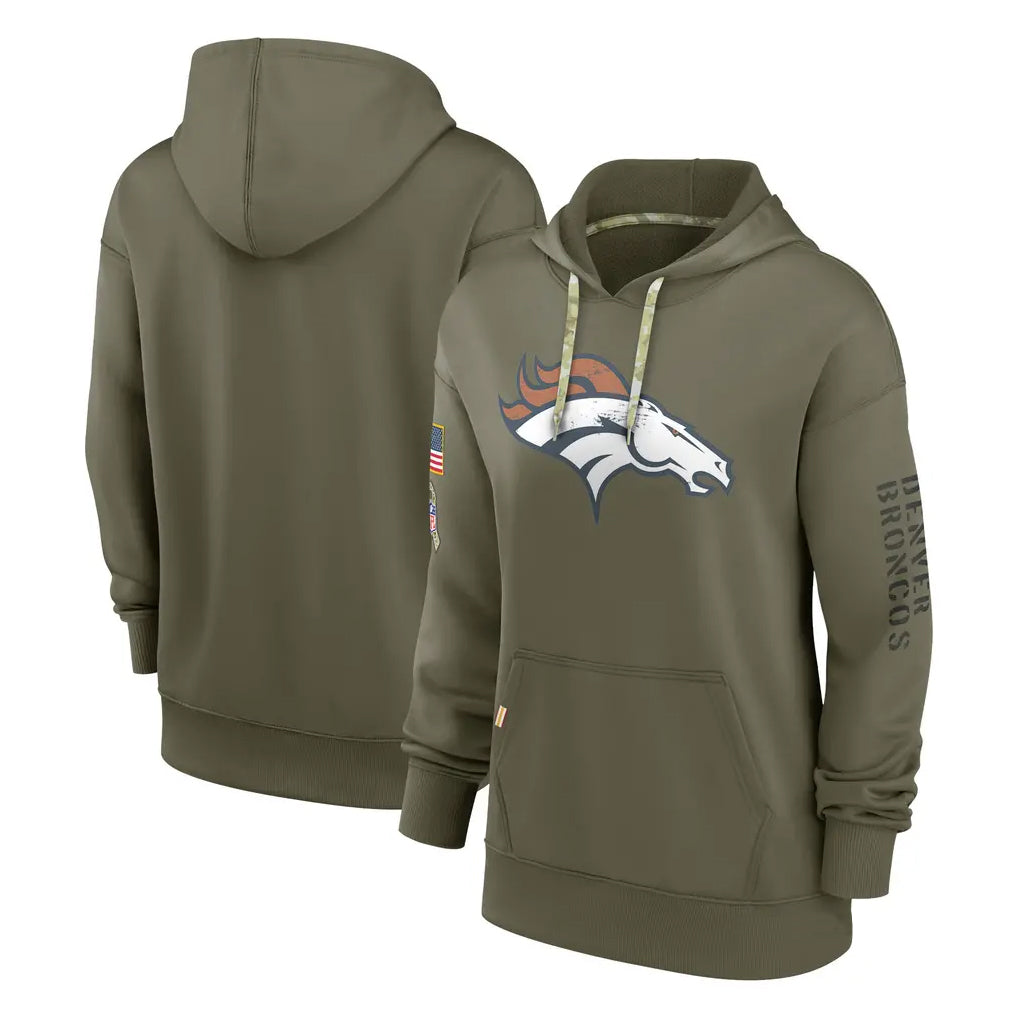 Qdoa D.Broncos Olive Salute to Service Pullover Hoodies Limited Blank Player Stitched Jerseys