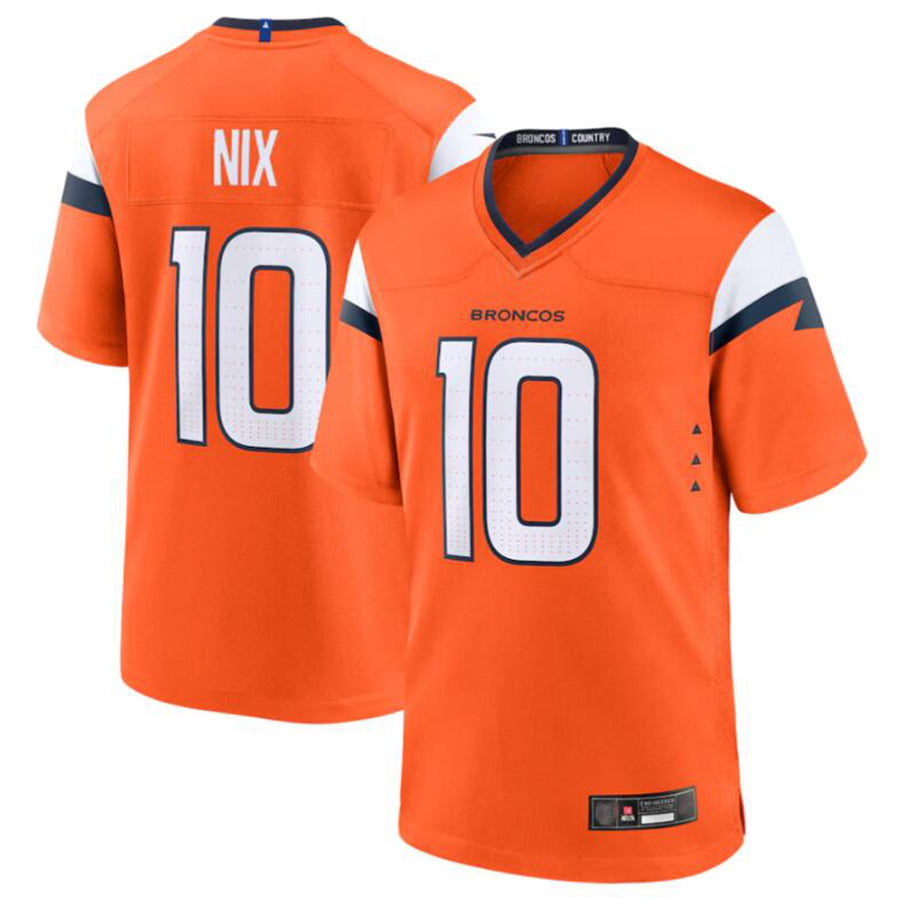Qdoa D.Broncos #10 Bo Nix Orange 2024 Draft First Round Pick Player Game Jersey American Stitched Jerseys