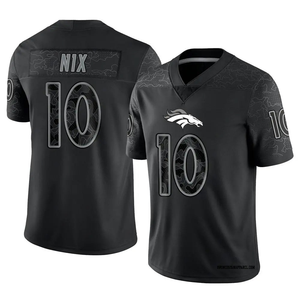 Qdoa D.Broncos #10 Bo Nix Player Black RFLCTV Limited  Jerseys