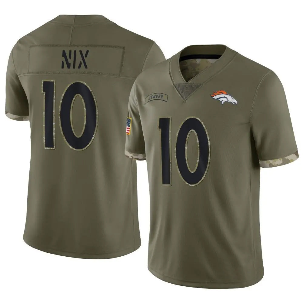 Qdoa D.Broncos #10 Bo Nix Player Limited Salute To Service Olive Stitched Jerseys