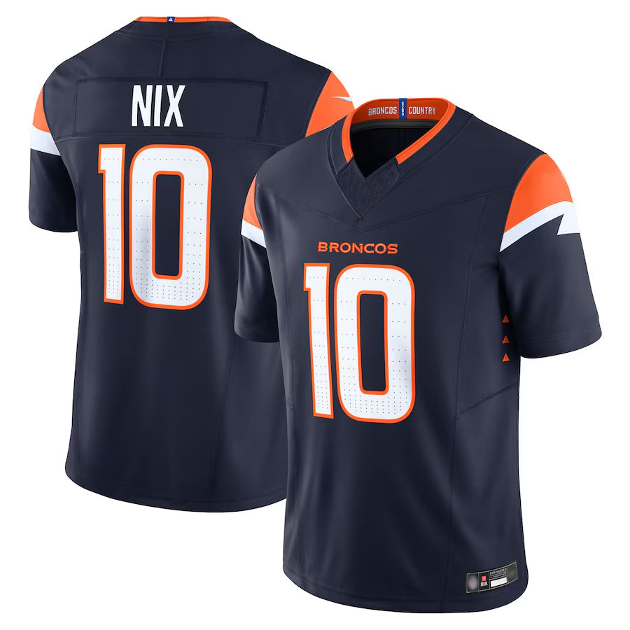 Qdoa D.Broncos #10 Bo Nix Player Navy Vapor F.U.S.E. Limited Stitched Jerseys