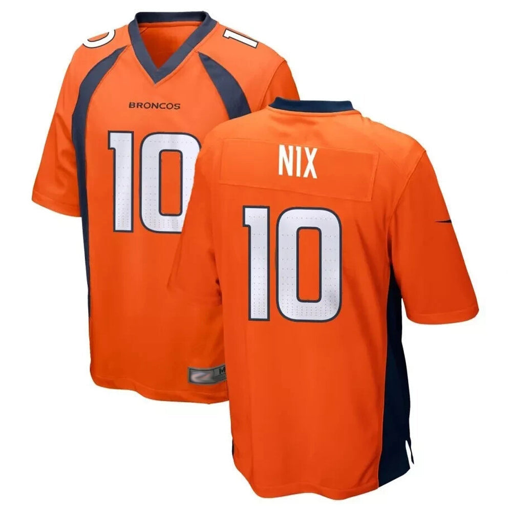 Qdoa D.Broncos #10 Bo Nix Player Orange Game Stitched Jerseys