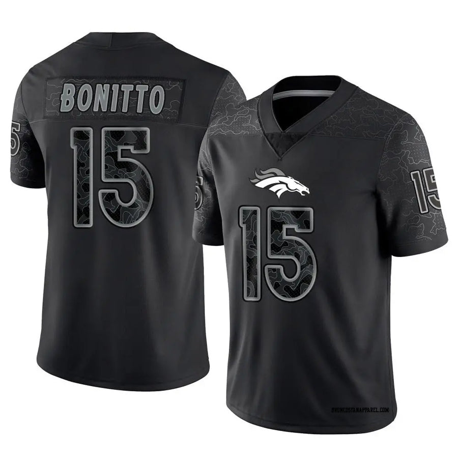 Qdoa D.Broncos #15 Nik Bonitto Player Black RFLCTV Limited Stitched Jerseys