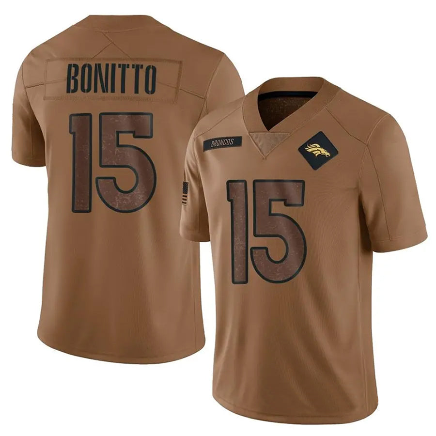 Qdoa D.Broncos #15 Nik Bonitto Player Brown Salute To Service Limited Stitched Jerseys