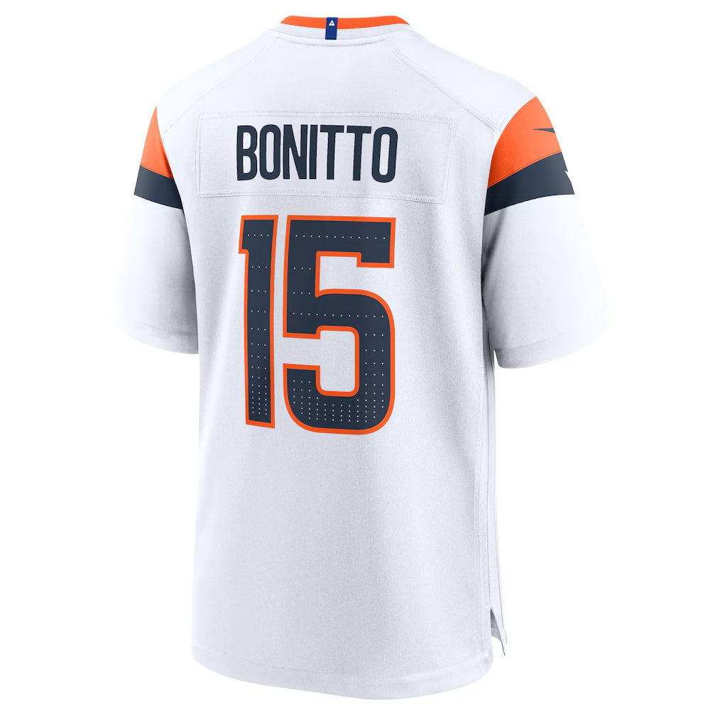 Qdoa D.Broncos #15 Nik Bonitto Player White Home Game Stitched Jerseys
