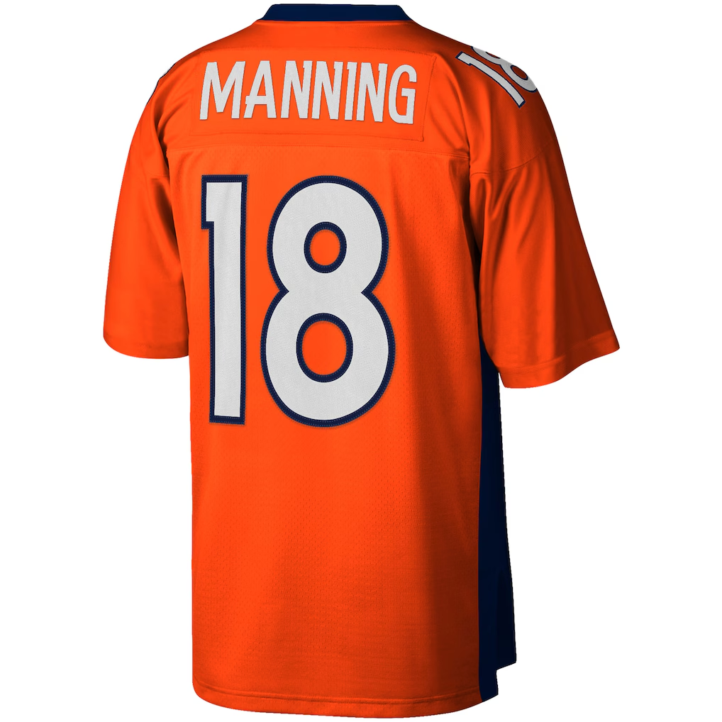 Qdoa D.Broncos #18 Peyton Manning Mitchell & Ness Orange Big & Tall 2015 Retired Player Replica Stitched Puhic Jersey