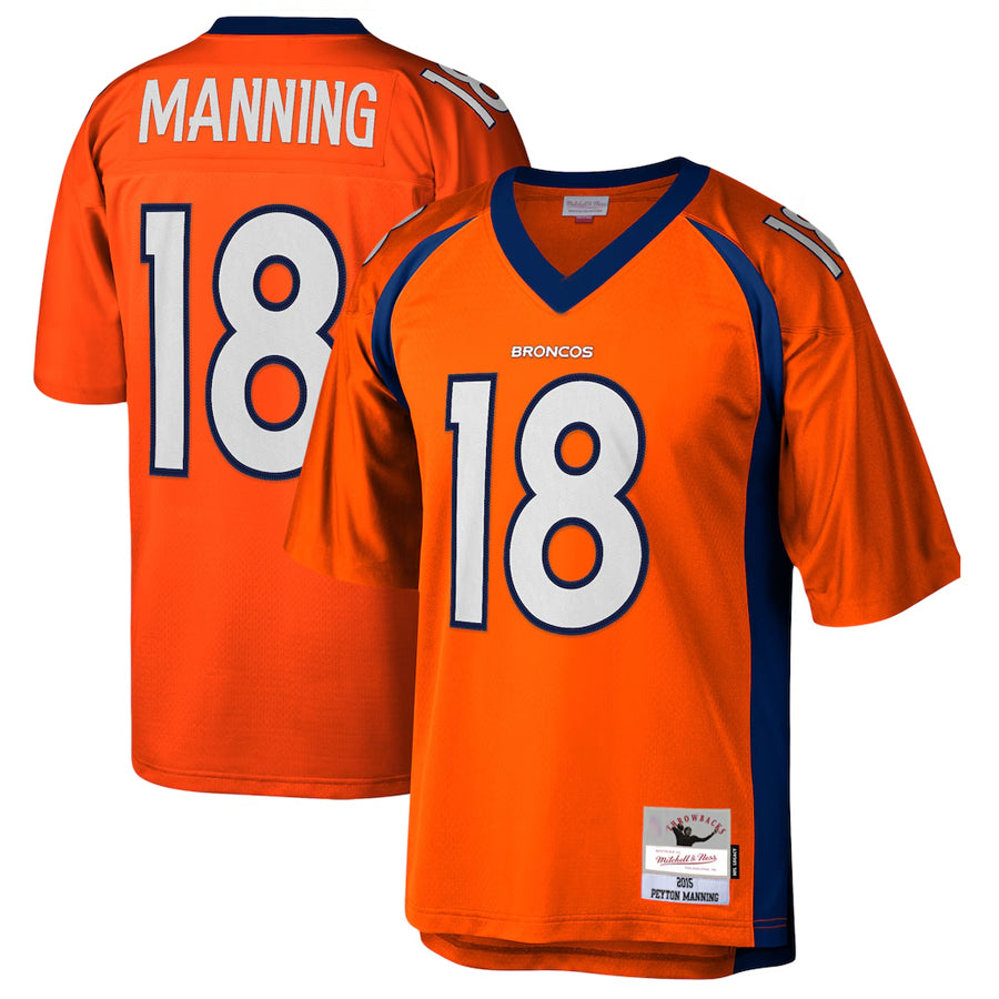 Qdoa D.Broncos #18 Peyton Manning Player Mitchell & Ness Orange Legacy Replica Stitched Jerseys