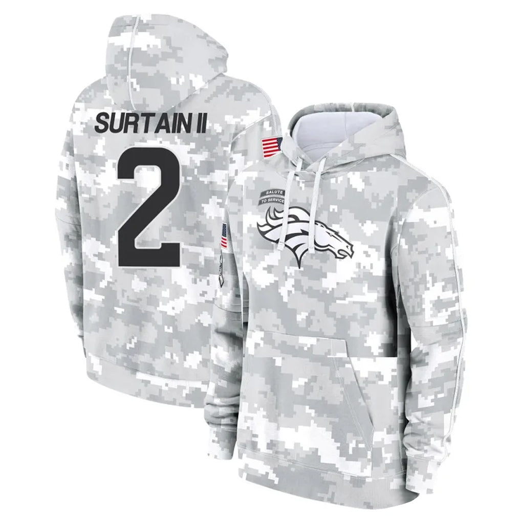 Qdoa D.Broncos #2 Pat Surtain II Player Arctic Camo Salute to Service Hoodies Limited Game Stitched Jerseys