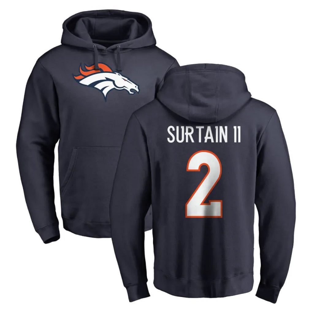 Qdoa D.Broncos #2 Pat Surtain II Player Navy Pullover Hoodie Limited Stitched Jerseys