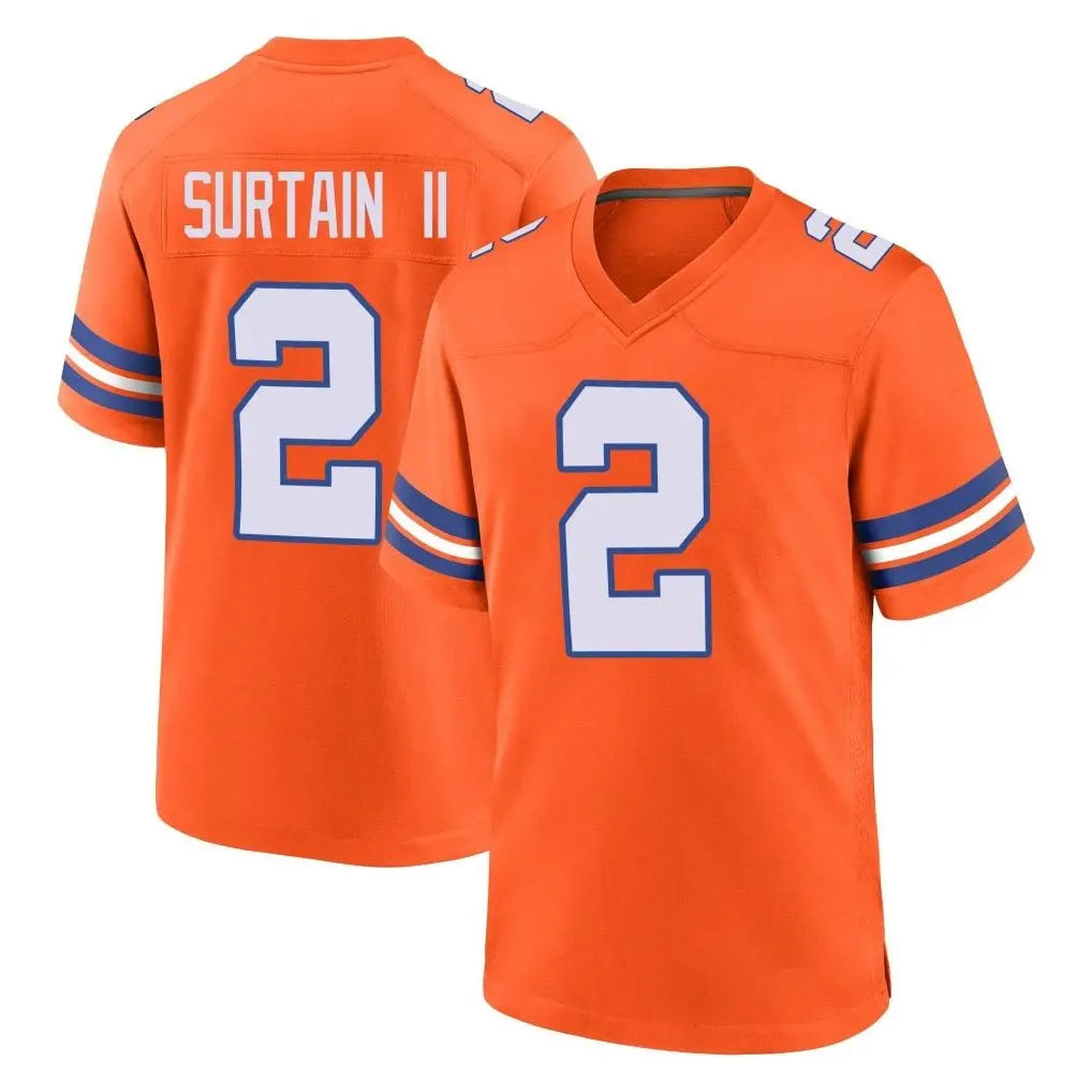 Qdoa D.Broncos #2 Pat Surtain II Player Orange Alternate Collection Throwback Game Stitched Jerseys