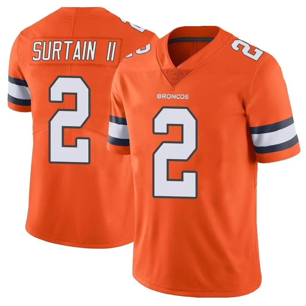 Qdoa D.Broncos #2 Pat Surtain II Player Orange Vapor Untouchable Limited Home Game Stitched Jerseys