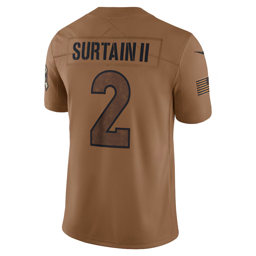 Qdoa D.Broncos #2 Patrick Surtain II Player Brown Salute To Service Limited Stitched Jerseys