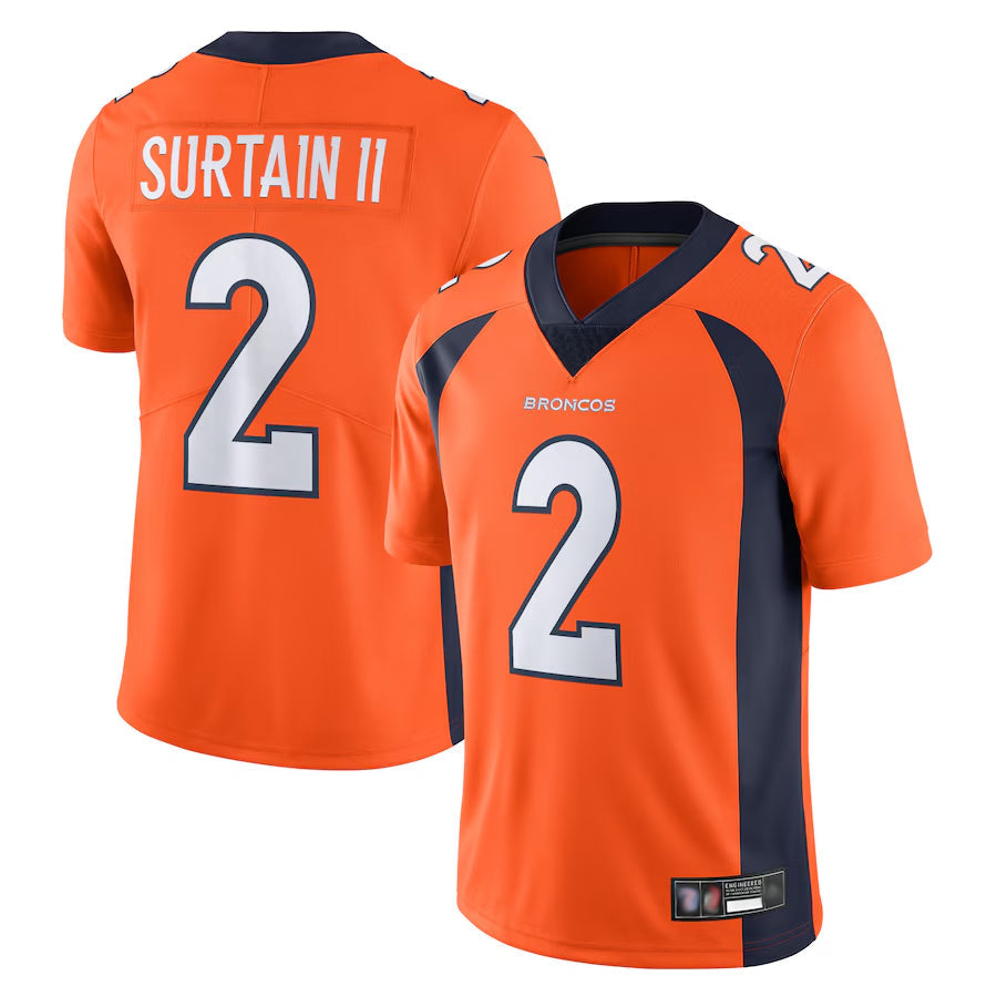 Qdoa D.Broncos #2 Patrick Surtain II Player Orange Vapor Untouchable Limited Stitched Jerseys