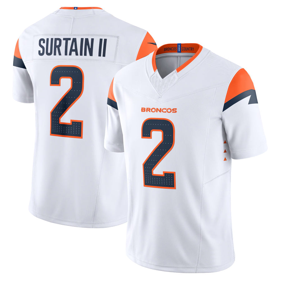 Qdoa D.Broncos #2 Patrick Surtain II Player White Vapor F.U.S.E. Limited Stitched Jerseys
