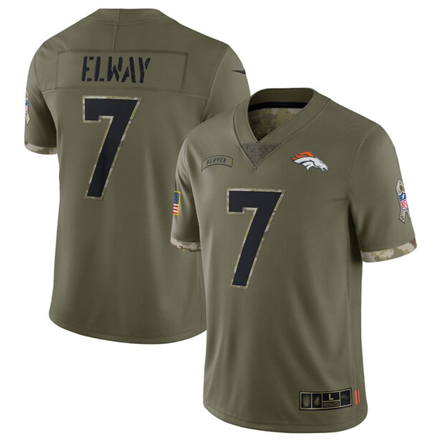 Qdoa D.Broncos #7 John Elway Player Limited Salute To Service Olive Stitched Jerseys