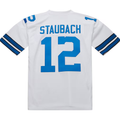 Qdoa D.Cowboys 1975 #12 Roger Staubach Mitchell & Ness White Authentic Throwback Retired Player Stitched Puhic  Jersey