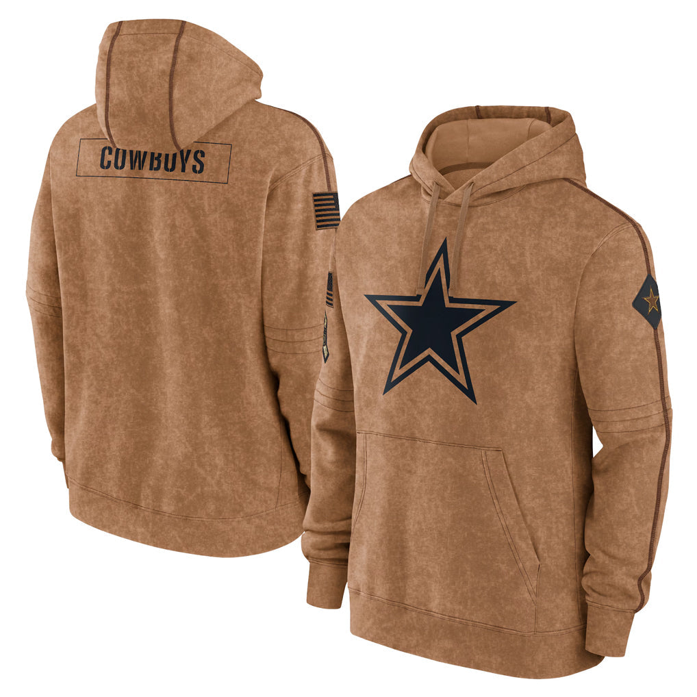 Qdoa D.Cowboys Brown Salute to Service Hoodies Limited Game Blank Player Stitched Jerseys