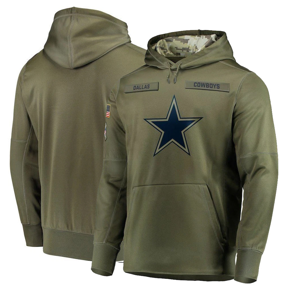 Qdoa D.Cowboys Olive Salute to Service Pullover Hoodies Home Game Blank Player Stitched Jerseys