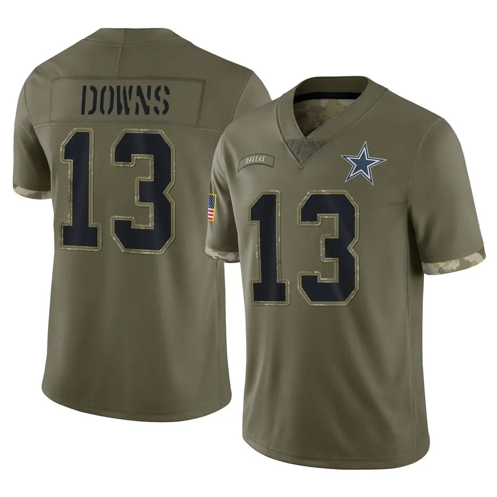 Qdoa D.Cowboys #13 Caleb Downs Player Olive Salute to Service Limited Game Stitched Jerseys