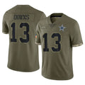 Qdoa D.Cowboys #13 Caleb Downs Player Olive Salute to Service Limited Game Stitched Jerseys