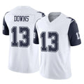 Qdoa D.Cowboys #13 Caleb Downs Player White-Navy Limited Vapor F.U.S.E. Home Game Stitched Jerseys