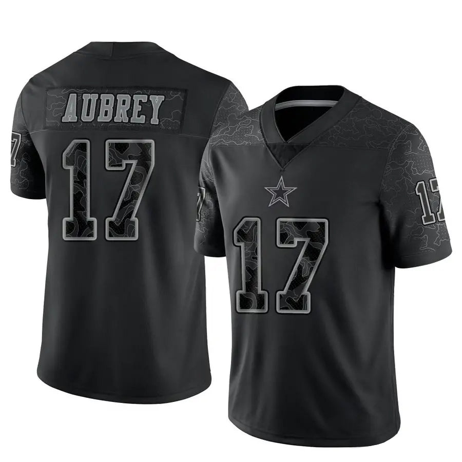 Qdoa D.Cowboys #17 Brandon Aubrey Player Black REFLECTIVE Limited Stitched Jerseys