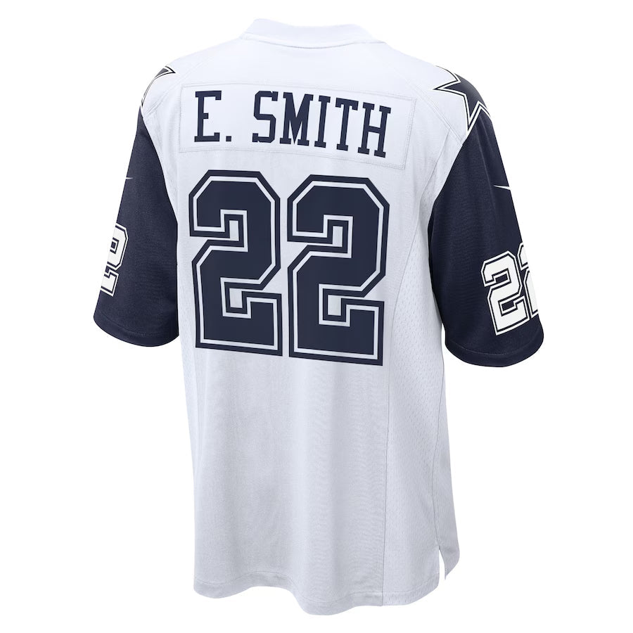 Qdoa D.Cowboys #22 Emmitt Smith Player White-Navy Home Game Stitched Jerseys