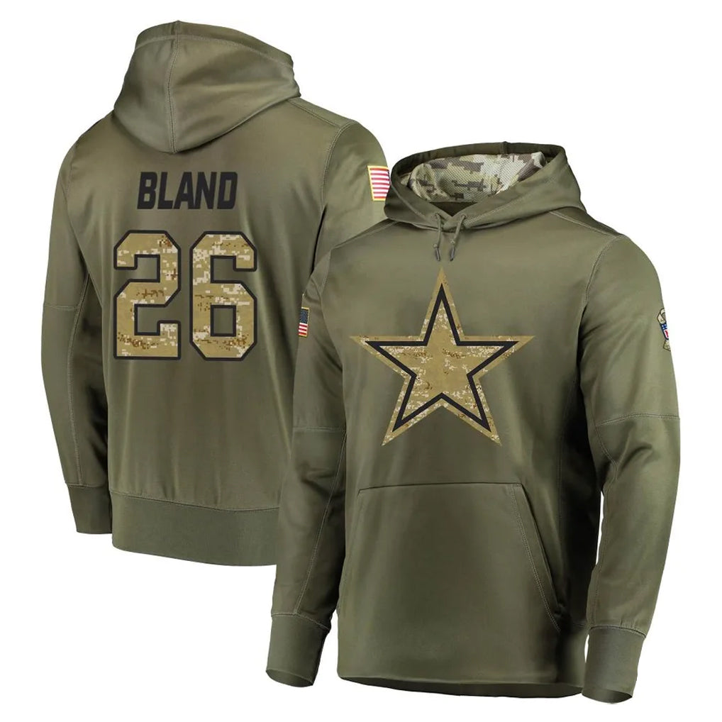 Qdoa D.Cowboys #26 DaRon Bland Player Olive Salute to Service Pullover Hoodies Home Game Stitched Jerseys