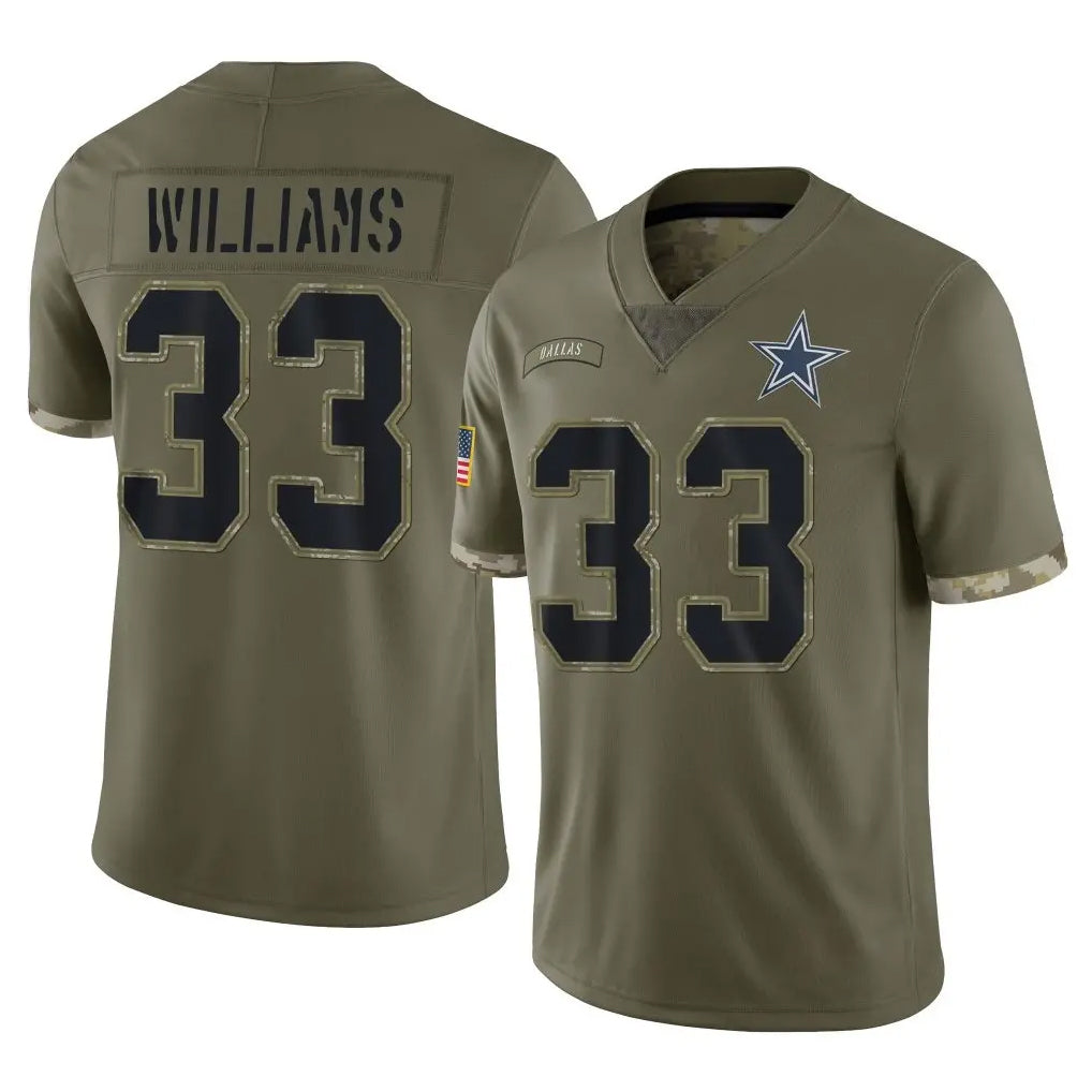 Qdoa D.Cowboys #33 Javonte Williams Player Olive Salute to Service Limited Game Stitched Jerseys