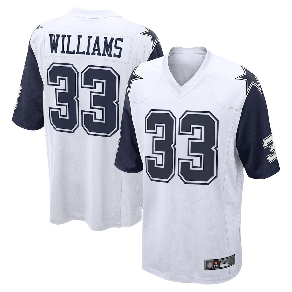 Qdoa D.Cowboys #33 Javonte Williams Player White-Navy Home Game Stitched Jerseys