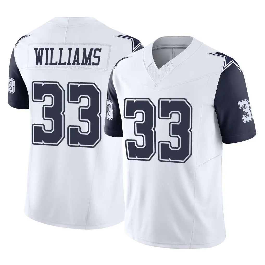 Qdoa D.Cowboys #33 Javonte Williams Player White-Navy Limited Vapor F.U.S.E. Home Game Stitched Jerseys