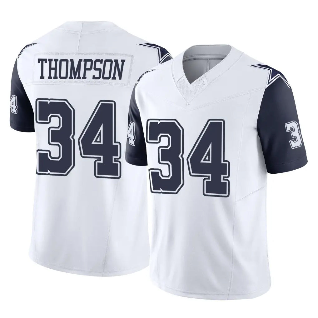 Qdoa D.Cowboys #34 Jalen Thompson Player White-Navy Limited Vapor F.U.S.E. Home Game Stitched Jerseys