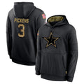 Qdoa D.Cowboys #3 George Pickens Player Black Salute to Service Pullover Hoodies Limited Stitched Jerseys