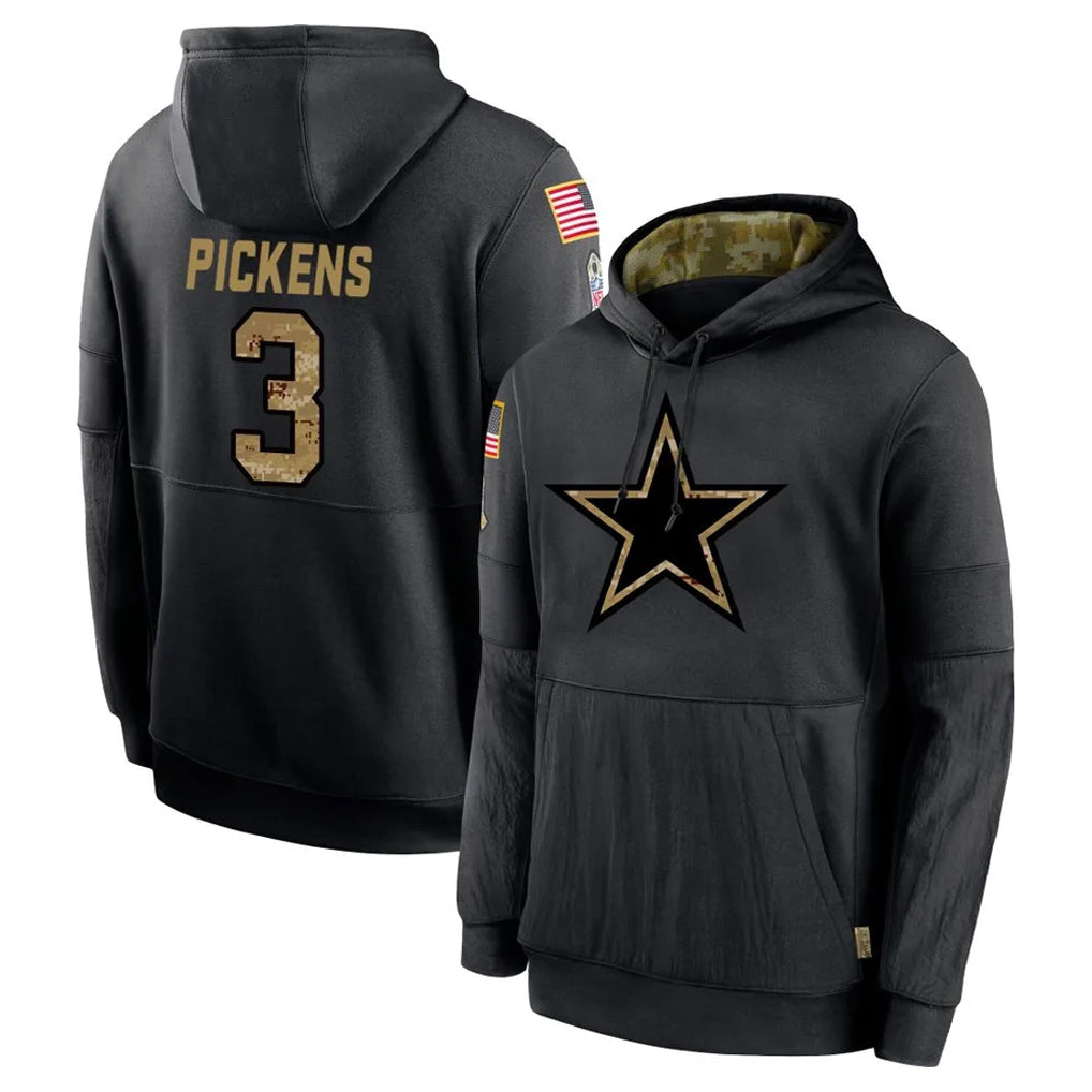 Qdoa D.Cowboys #3 George Pickens Player Black Salute to Service Pullover Hoodies Limited Stitched Jerseys