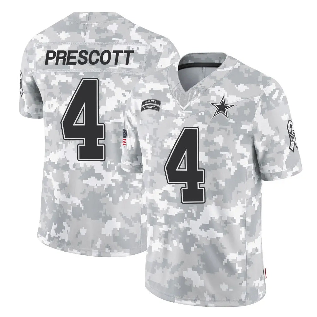 Qdoa D.Cowboys #4 Dak Prescott Player Arctic Camo Salute to Service Limited Home Game Stitched Jerseys