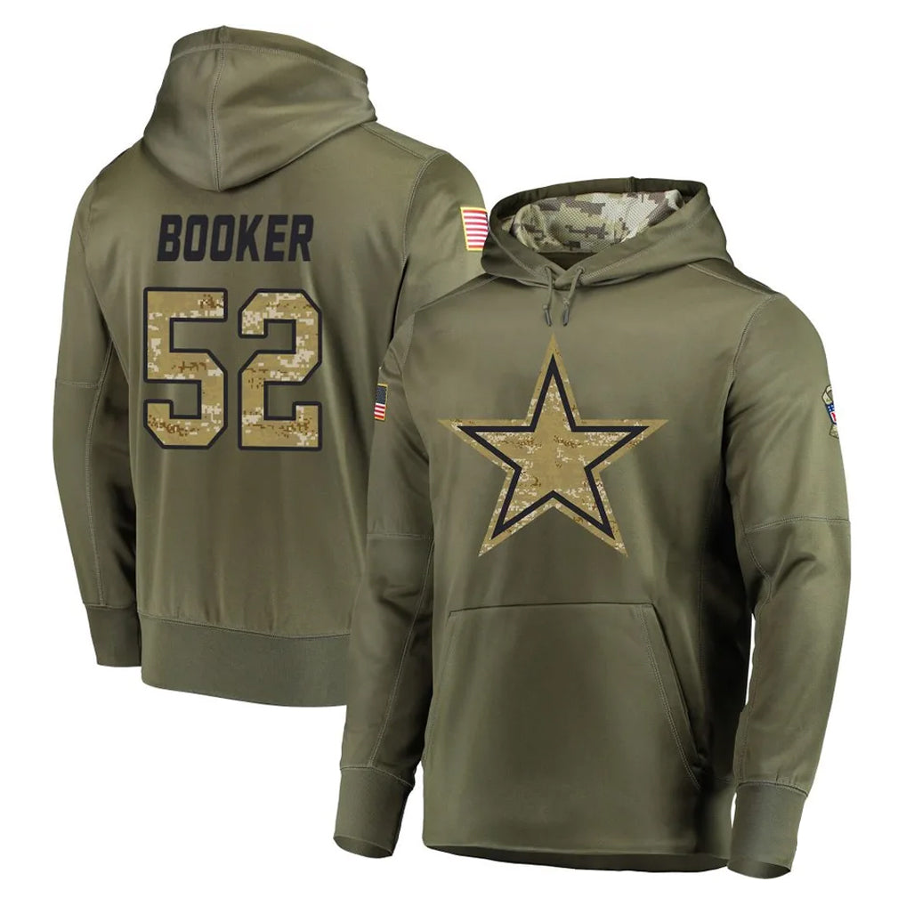 Qdoa D.Cowboys #52 Tyler Booker Player Olive Salute to Service Pullover Hoodies Home Game Stitched Jerseys