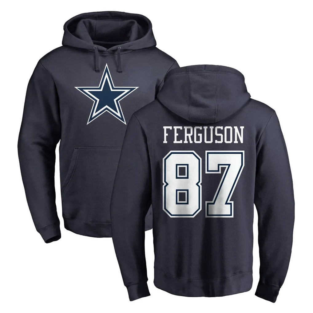 Qdoa D.Cowboys #87 Jake Ferguson Player Navy Pullover Hoodies Limited Stitched Jerseys