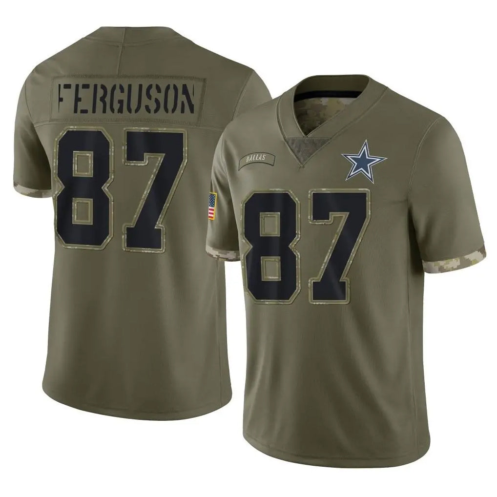 Qdoa D.Cowboys #87 Jake Ferguson Player Olive Salute to Service Limited Game Stitched Jerseys