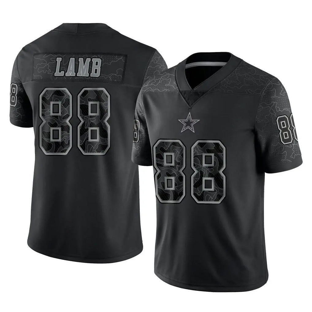 Qdoa D.Cowboys #88 CeeDee Lamb Player Black Limited Reflective Home Game Stitched Jerseys
